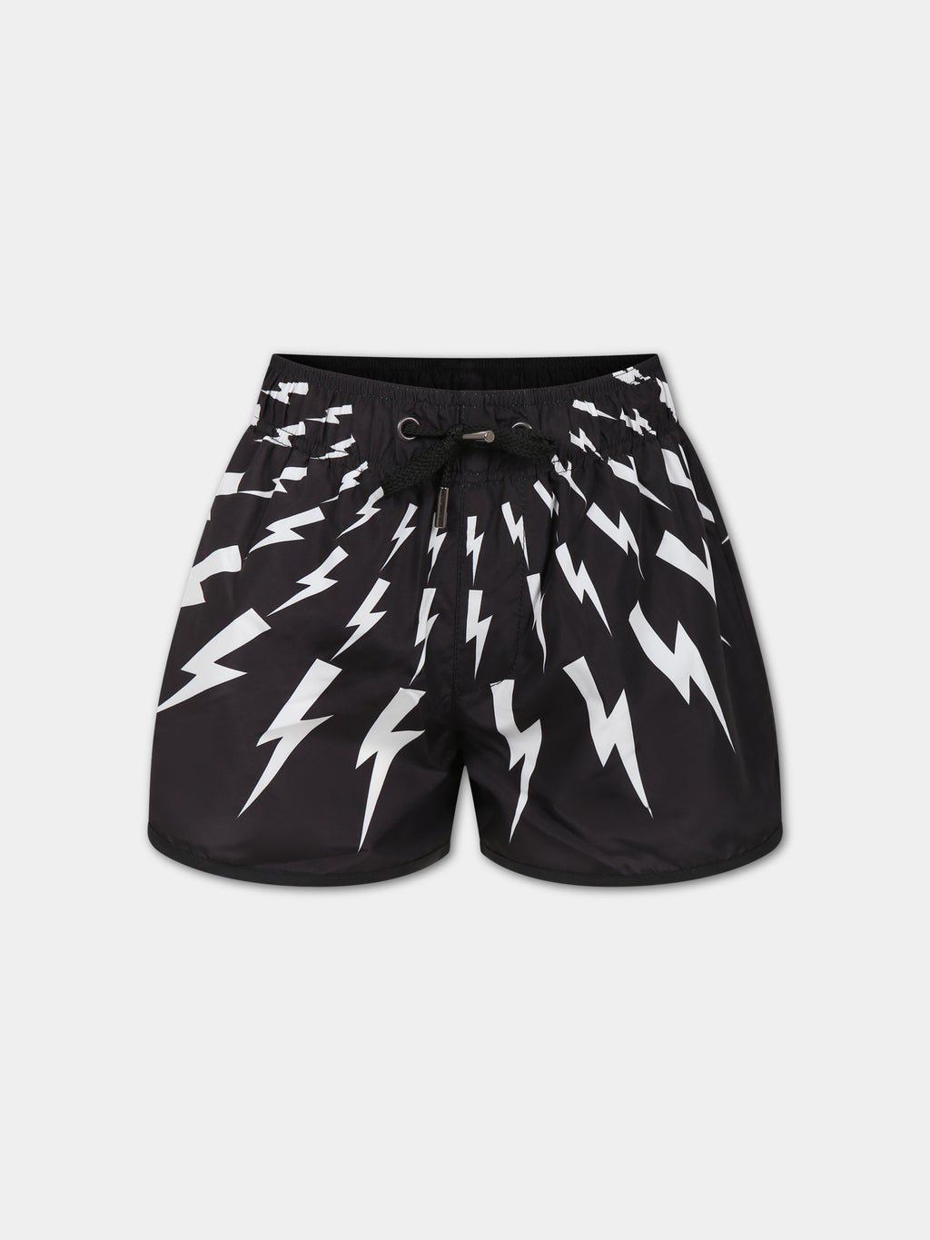 Black swim boxer for boy with iconic lightning bolts